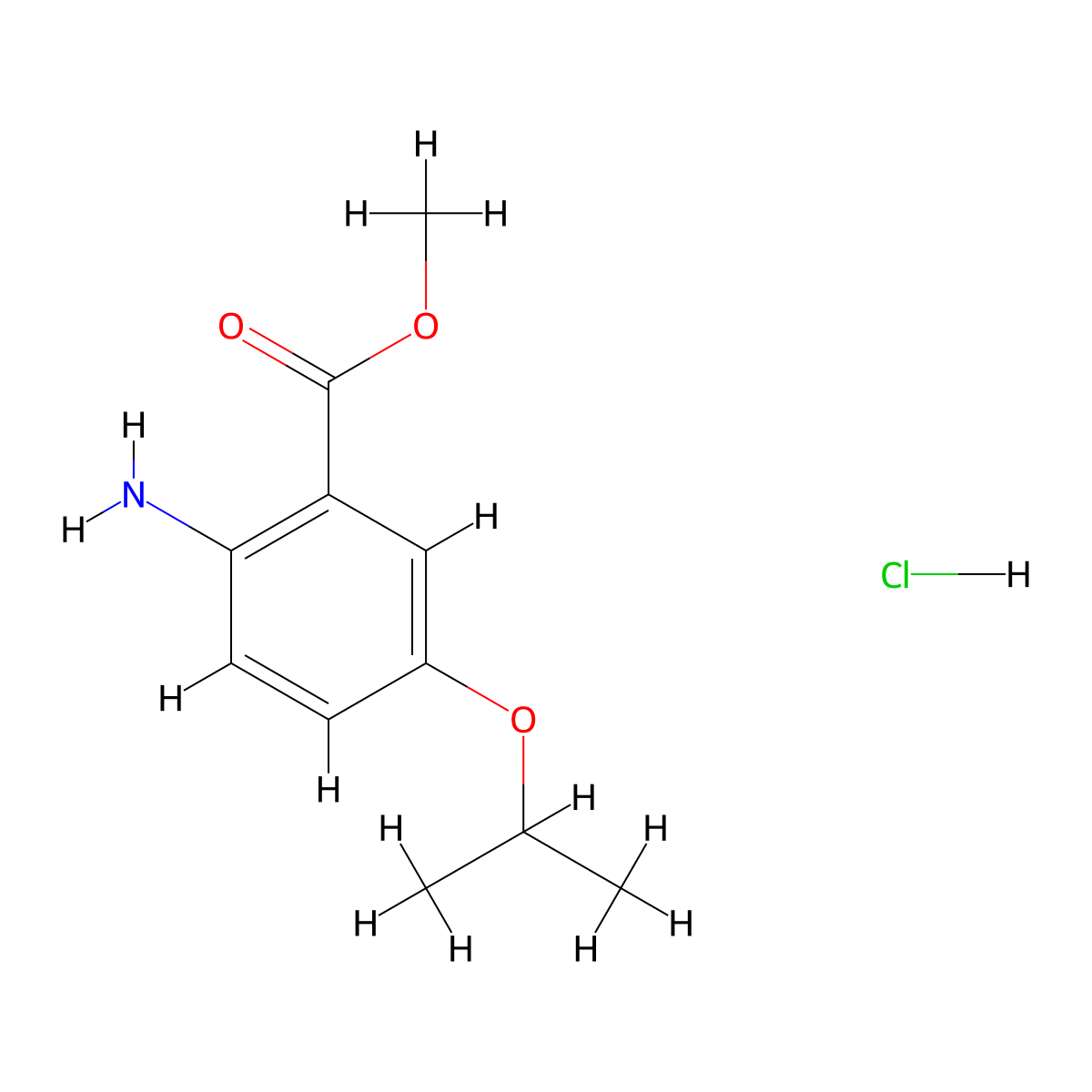 Methyl 2-amino-5-(propan-2-yloxy)benzoate hydrochloride molecular structure, CAS 1305711-73-2