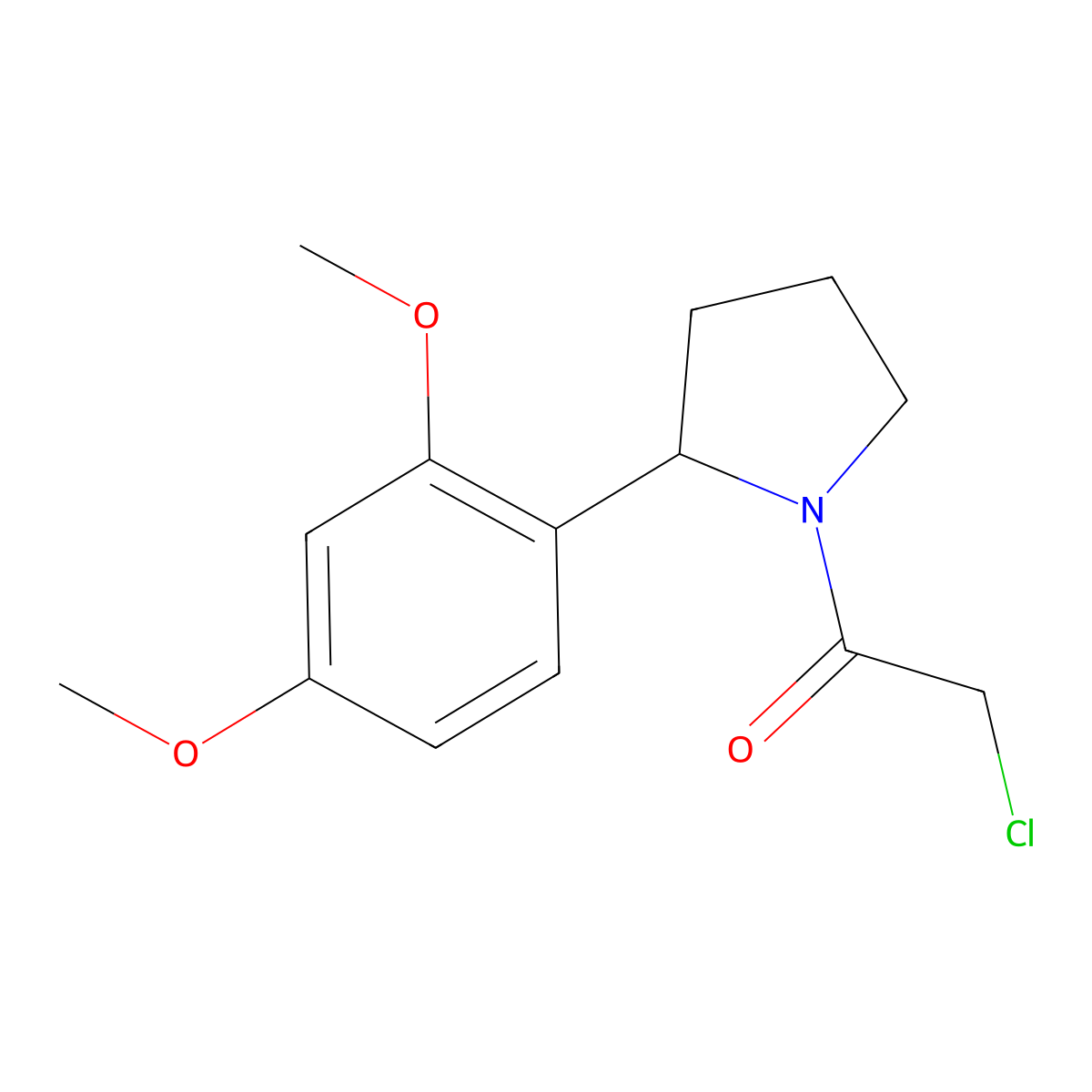 2-Chloro-1-[2-(2,4-dimethoxyphenyl)pyrrolidin-1-yl]ethan-1-one molecular structure, CAS 1305711-77-6
