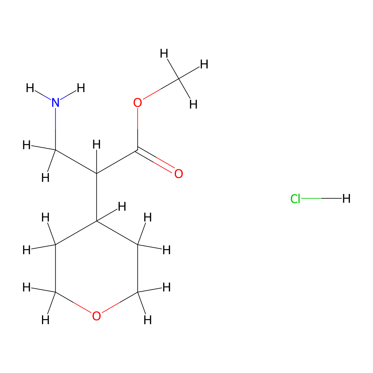 Methyl 3-amino-2-(oxan-4-yl)propanoate hydrochloride molecular structure, CAS 1305711-83-4