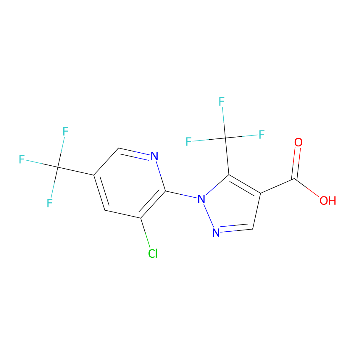 1-[3-chloro-5-(trifluoromethyl)pyridin-2-yl]-5-(trifluoromethyl)-1H-pyrazole-4-carboxylic acid molecular structure, CAS 1305711-84-5