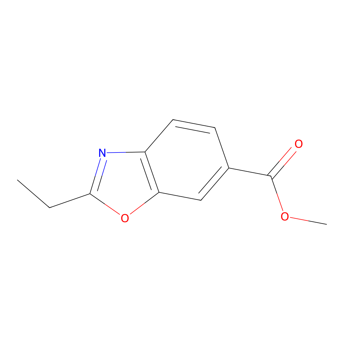 Methyl 2-ethyl-1,3-benzoxazole-6-carboxylate molecular structure, CAS 1305711-85-6