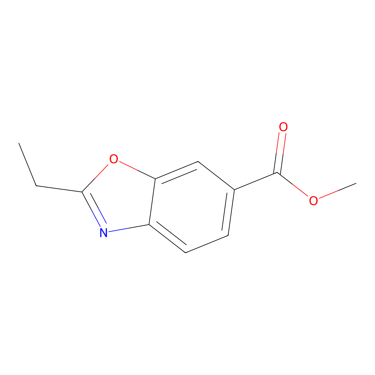 Methyl 2-ethyl-1,3-benzoxazole-6-carboxylate molecular structure, CAS 1305711-85-6