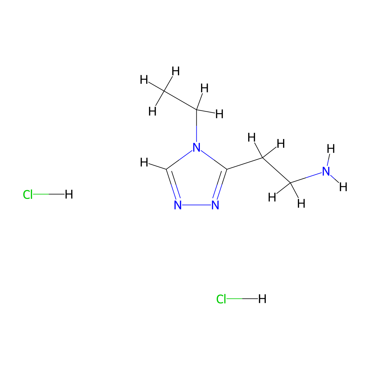 2-(4-ethyl-4H-1,2,4-triazol-3-yl)ethan-1-amine dihydrochloride molecular structure, CAS 1305711-88-9