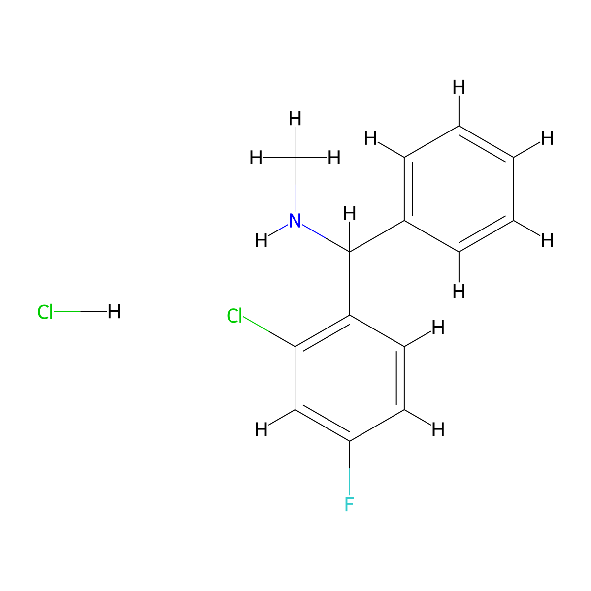[(2-Chloro-4-fluorophenyl)(phenyl)methyl](methyl)amine hydrochloride molecular structure, CAS 1305711-93-6
