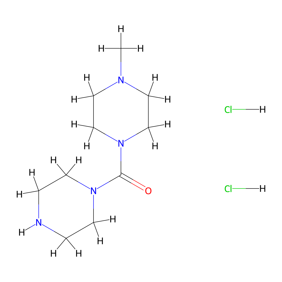 1-Methyl-4-(piperazine-1-carbonyl)piperazine dihydrochloride molecular structure, CAS 1305711-94-7