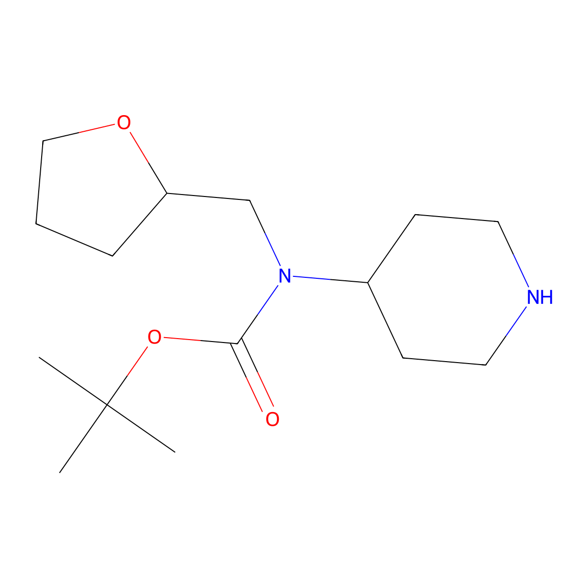 tert-butyl N-((oxolan-2-yl)methyl)-N-(piperidin-4-yl)carbamate molecular structure, CAS 1305712-04-2
