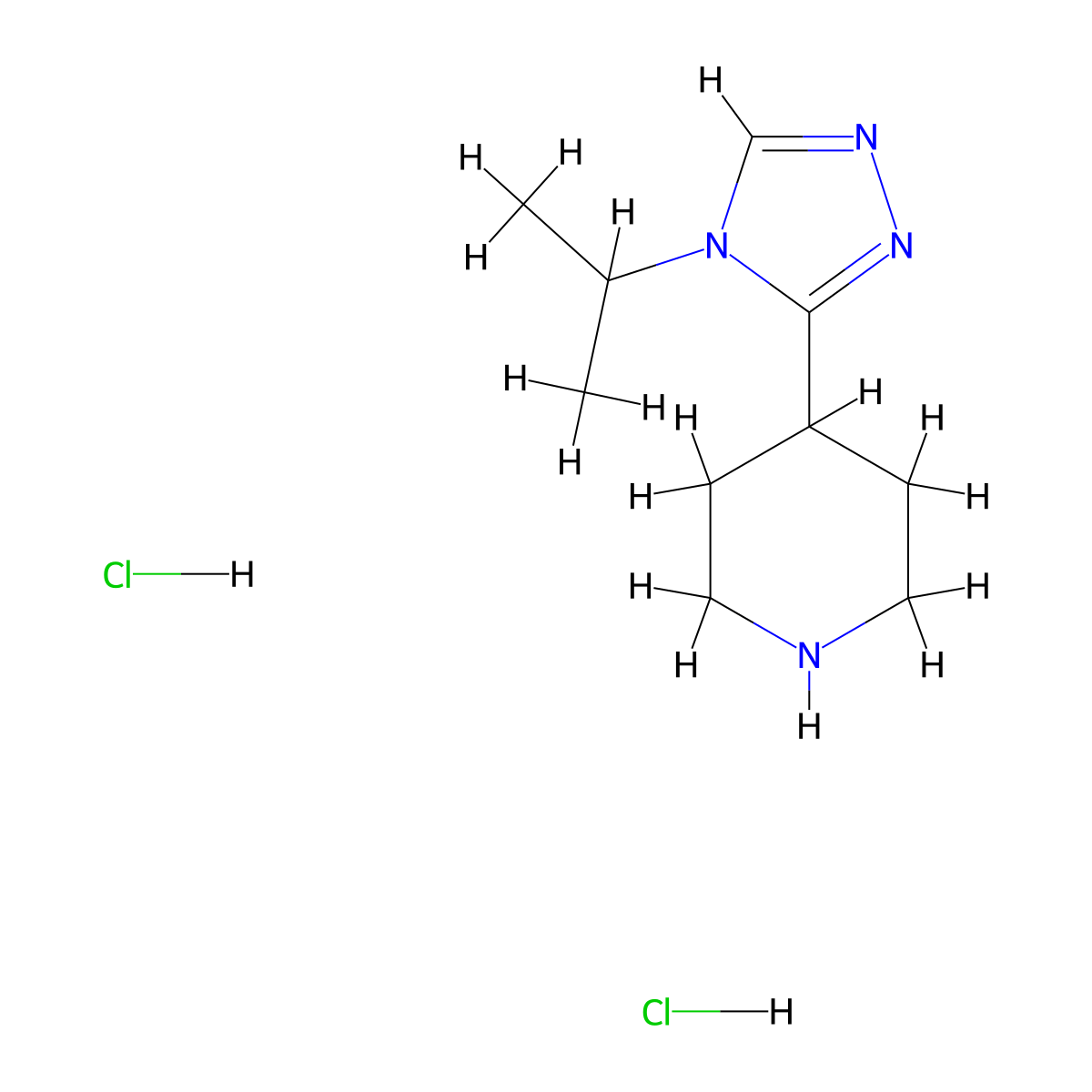 4-[4-(propan-2-yl)-4H-1,2,4-triazol-3-yl]piperidine dihydrochloride molecular structure, CAS 1305712-06-4
