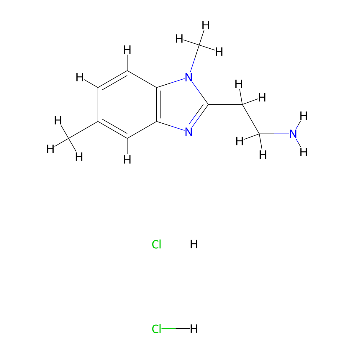 2-(1,5-dimethyl-1H-1,3-benzodiazol-2-yl)ethan-1-amine dihydrochloride molecular structure, CAS 1305712-10-0