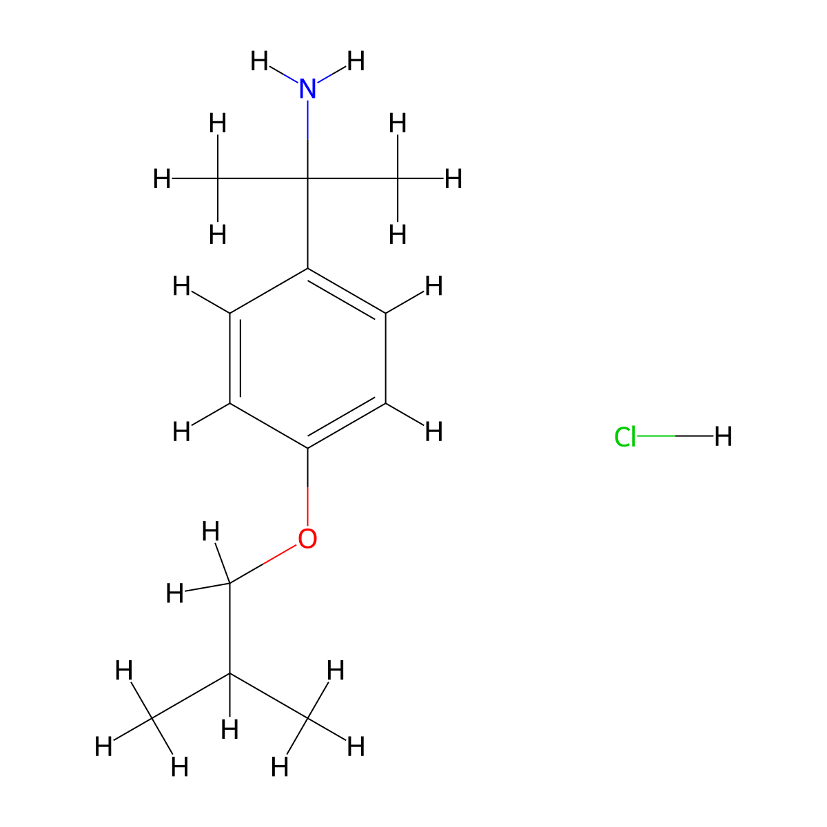 2-[4-(2-Methylpropoxy)phenyl]propan-2-amine hydrochloride molecular structure, CAS 1305712-13-3