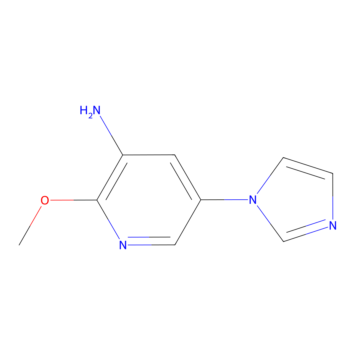 5-(1H-imidazol-1-yl)-2-methoxypyridin-3-amine molecular structure, CAS 1305712-14-4