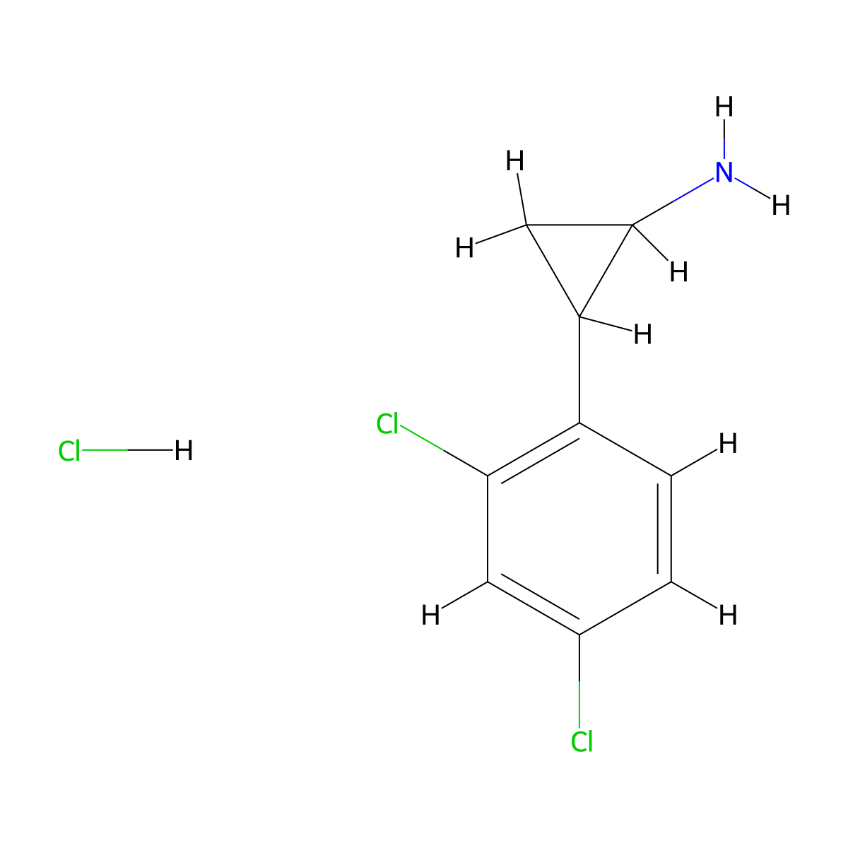 2-(2,4-Dichlorophenyl)cyclopropan-1-amine hydrochloride molecular structure, CAS 1305712-16-6