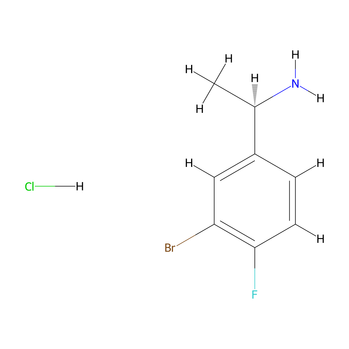 (1R)-1-(3-bromo-4-fluorophenyl)ethan-1-amine hydrochloride molecular structure, CAS 1305712-20-2