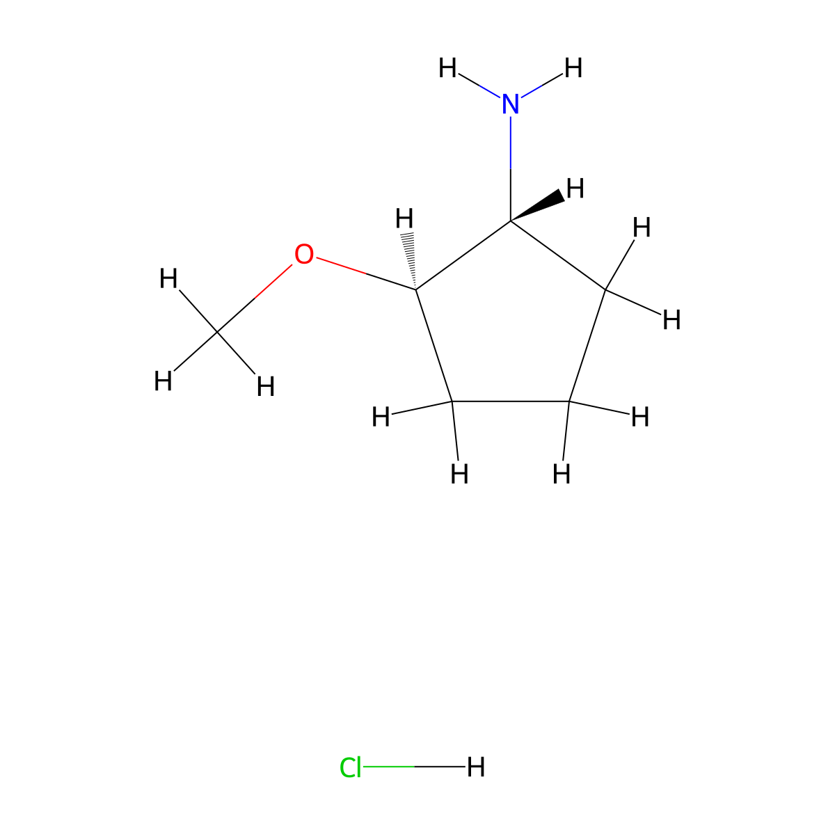 trans-2-Methoxycyclopentan-1-amine hydrochloride molecular structure, CAS 1305712-26-8