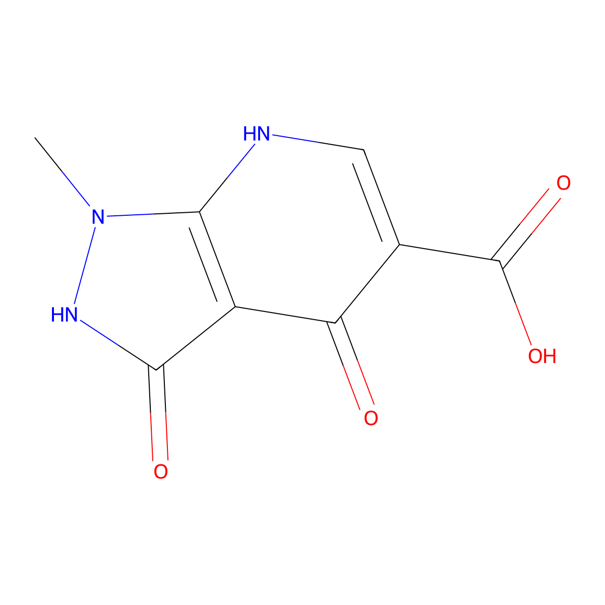4-hydroxy-1-methyl-3-oxo-1H,2H,3H-pyrazolo[3,4-b]pyridine-5-carboxylic acid molecular structure, CAS 1305712-33-7