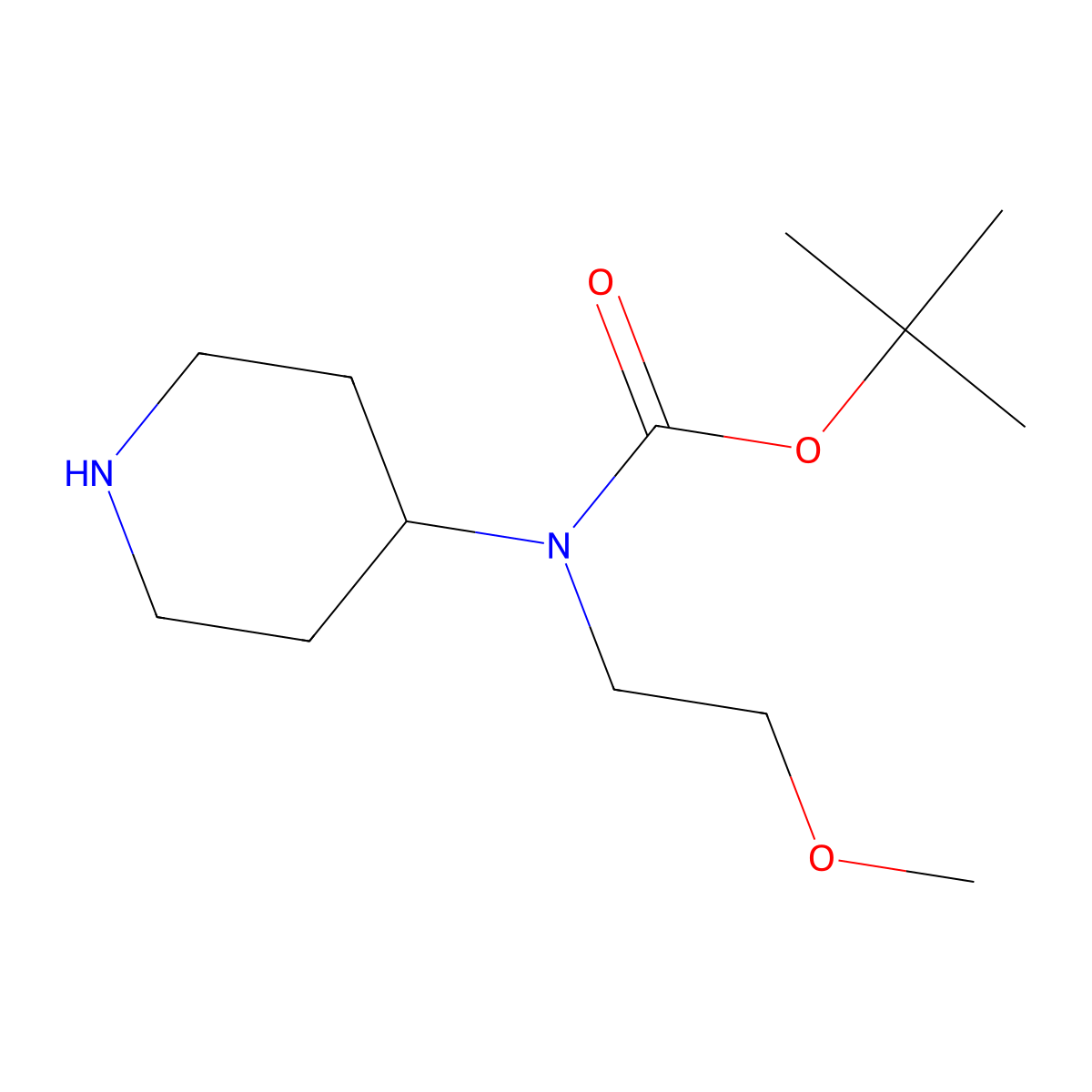 tert-butyl N-(2-methoxyethyl)-N-(piperidin-4-yl)carbamate molecular structure, CAS 1305712-43-9