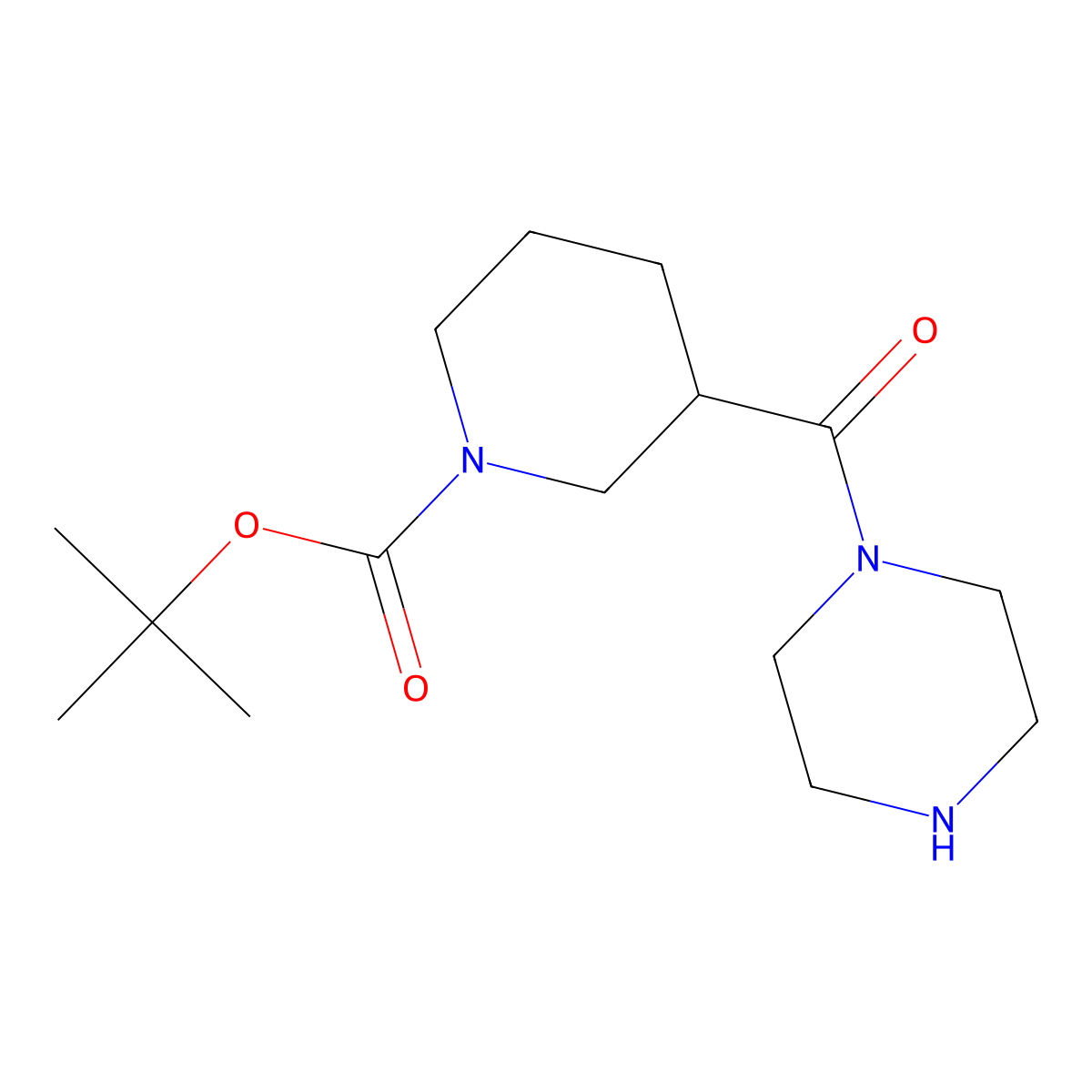 Tert-butyl 3-(piperazine-1-carbonyl)piperidine-1-carboxylate molecular structure, CAS 1305712-44-0