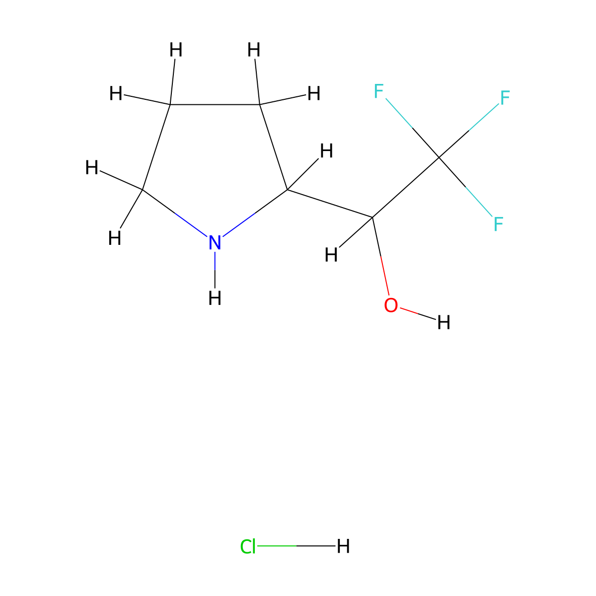 2,2,2-Trifluoro-1-(pyrrolidin-2-yl)ethan-1-ol hydrochloride molecular structure, CAS 1305712-51-9