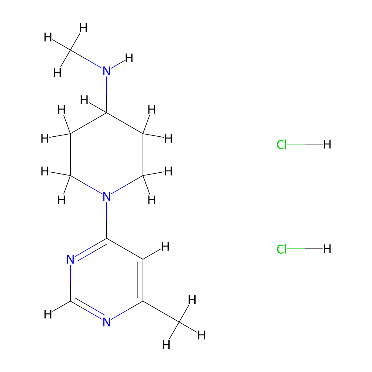 N-methyl-1-(6-methylpyrimidin-4-yl)piperidin-4-amine dihydrochloride molecular structure, CAS 1305712-54-2