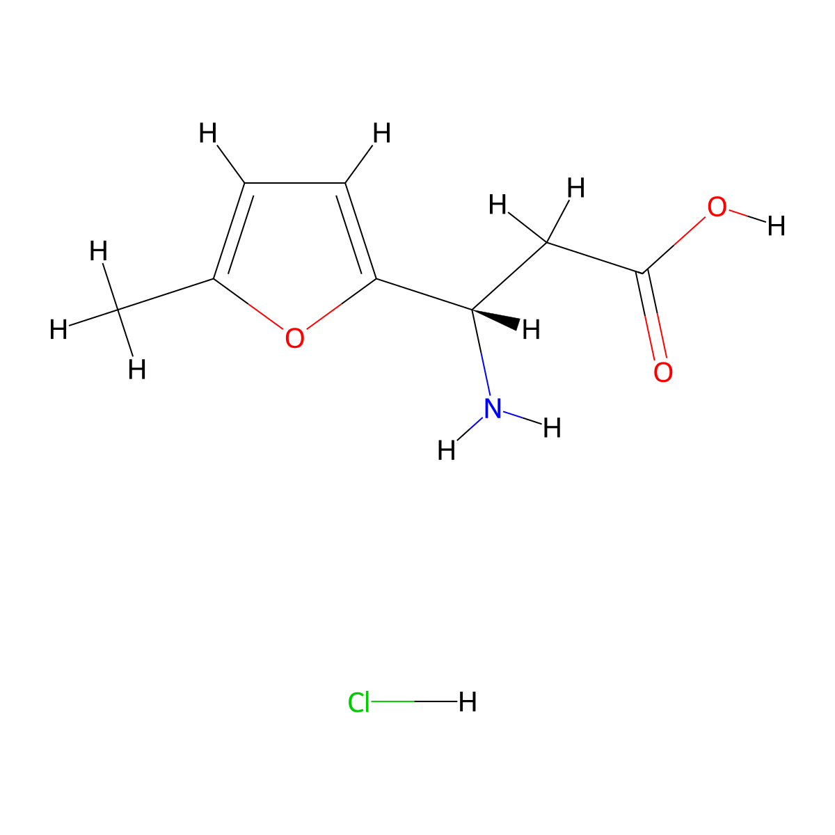 (3S)-3-amino-3-(5-methylfuran-2-yl)propanoic acid hydrochloride molecular structure, CAS 1305712-55-3