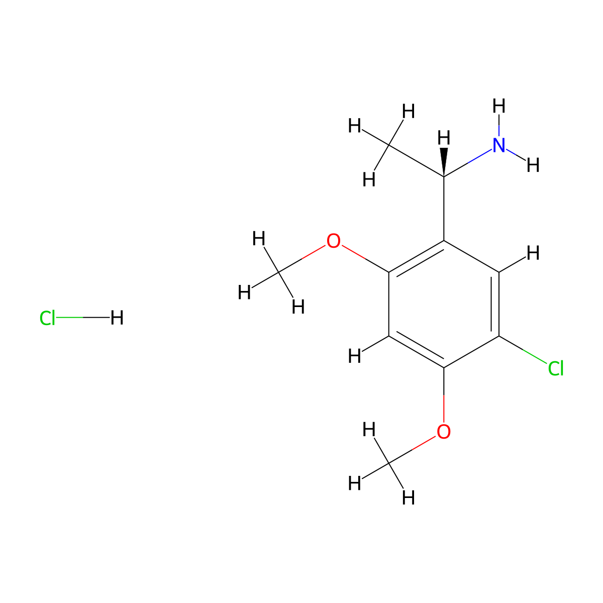 (1S)-1-(5-chloro-2,4-dimethoxyphenyl)ethan-1-amine hydrochloride molecular structure, CAS 1305712-59-7