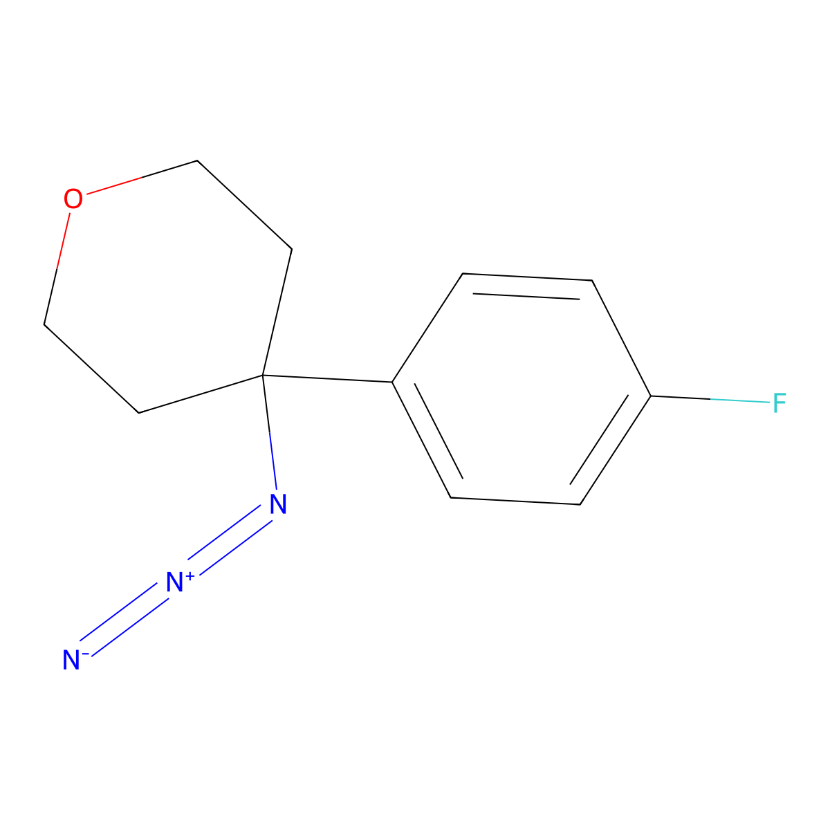 4-Azido-4-(4-fluorophenyl)oxane molecular structure, CAS 1305712-61-1