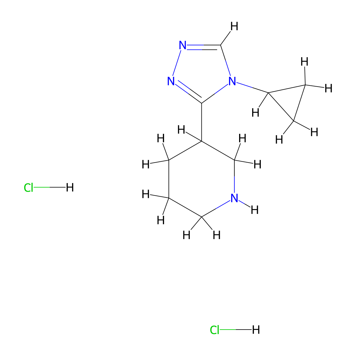 3-(4-cyclopropyl-4H-1,2,4-triazol-3-yl)piperidine dihydrochloride molecular structure, CAS 1305712-63-3