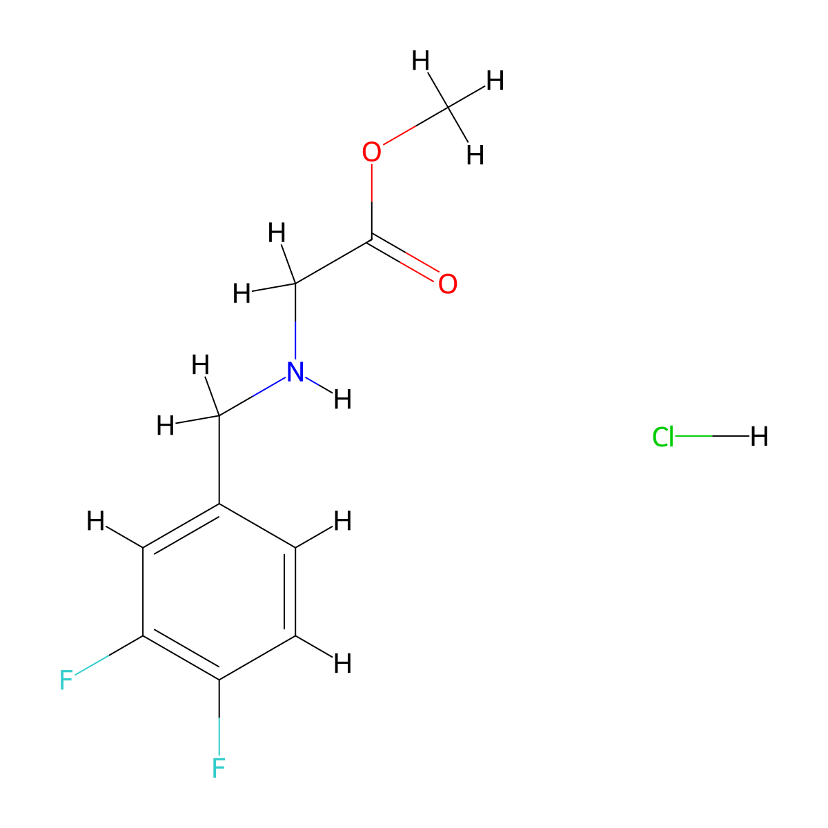 Methyl 2-{[(3,4-difluorophenyl)methyl]amino}acetate hydrochloride molecular structure, CAS 1305712-66-6