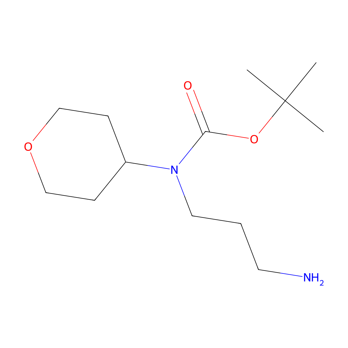 tert-butyl N-(3-aminopropyl)-N-(oxan-4-yl)carbamate molecular structure, CAS 1305712-80-4