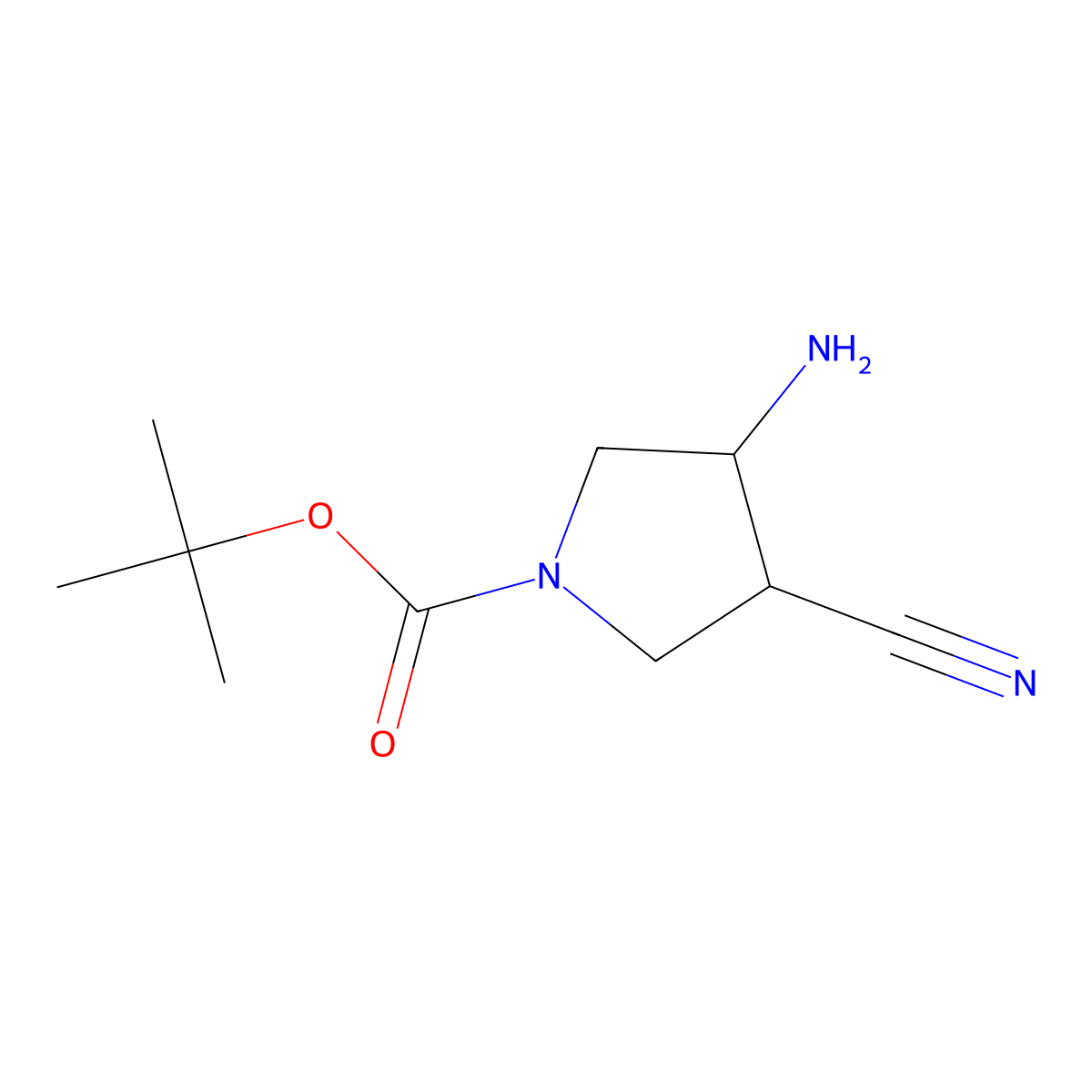 Tert-butyl 3-amino-4-cyanopyrrolidine-1-carboxylate molecular structure, CAS 1305712-89-3