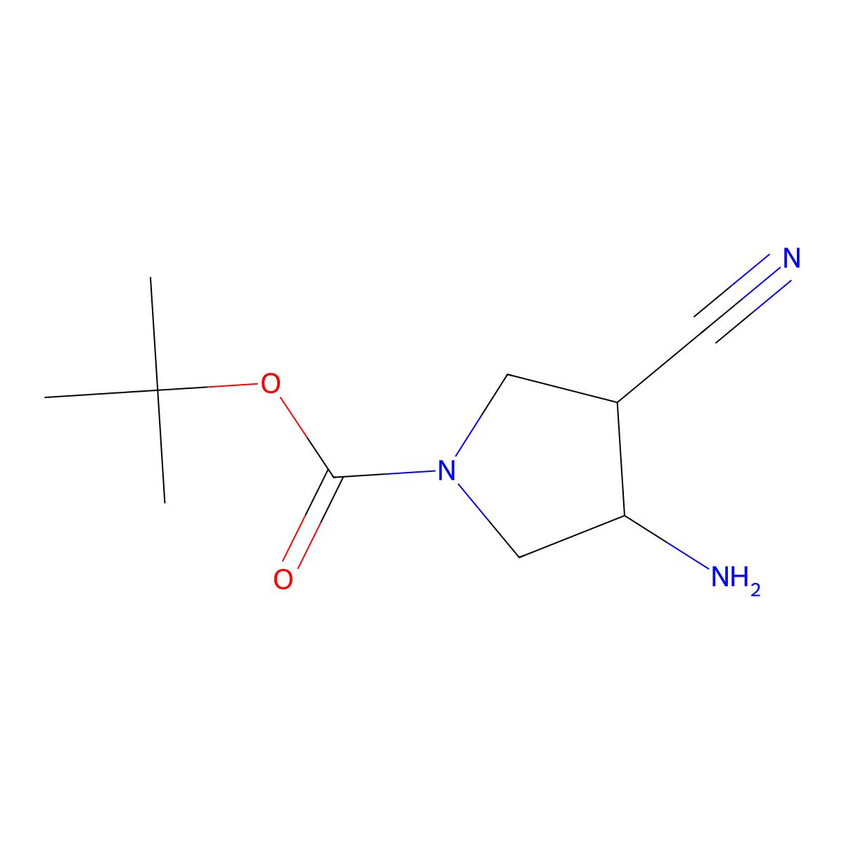 Tert-butyl 3-amino-4-cyanopyrrolidine-1-carboxylate molecular structure, CAS 1305712-89-3