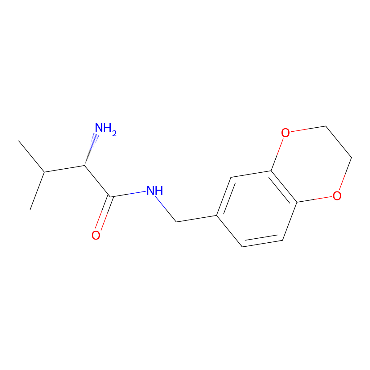 (S)-2-Amino-N-((2,3-dihydrobenzo[b][1,4]dioxin-6-yl)methyl)-3-methylbutanamide molecular structure, CAS 1305732-83-5