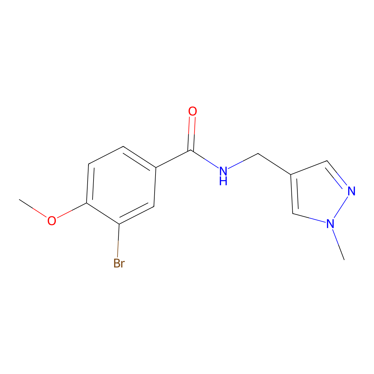 3-bromo-4-methoxy-N-((1-methyl-1H-pyrazol-4-yl)methyl)benzamide molecular structure, CAS 1305756-18-6