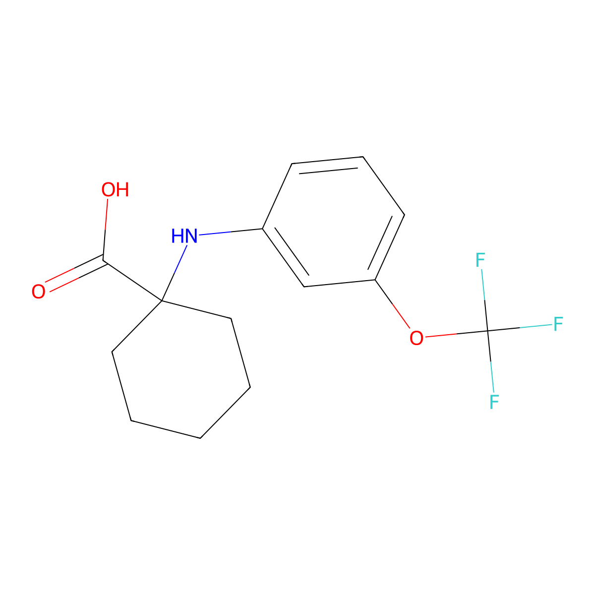 1-((3-(Trifluoromethoxy)phenyl)amino)cyclohexanecarboxylic acid molecular structure, CAS 1305770-58-4