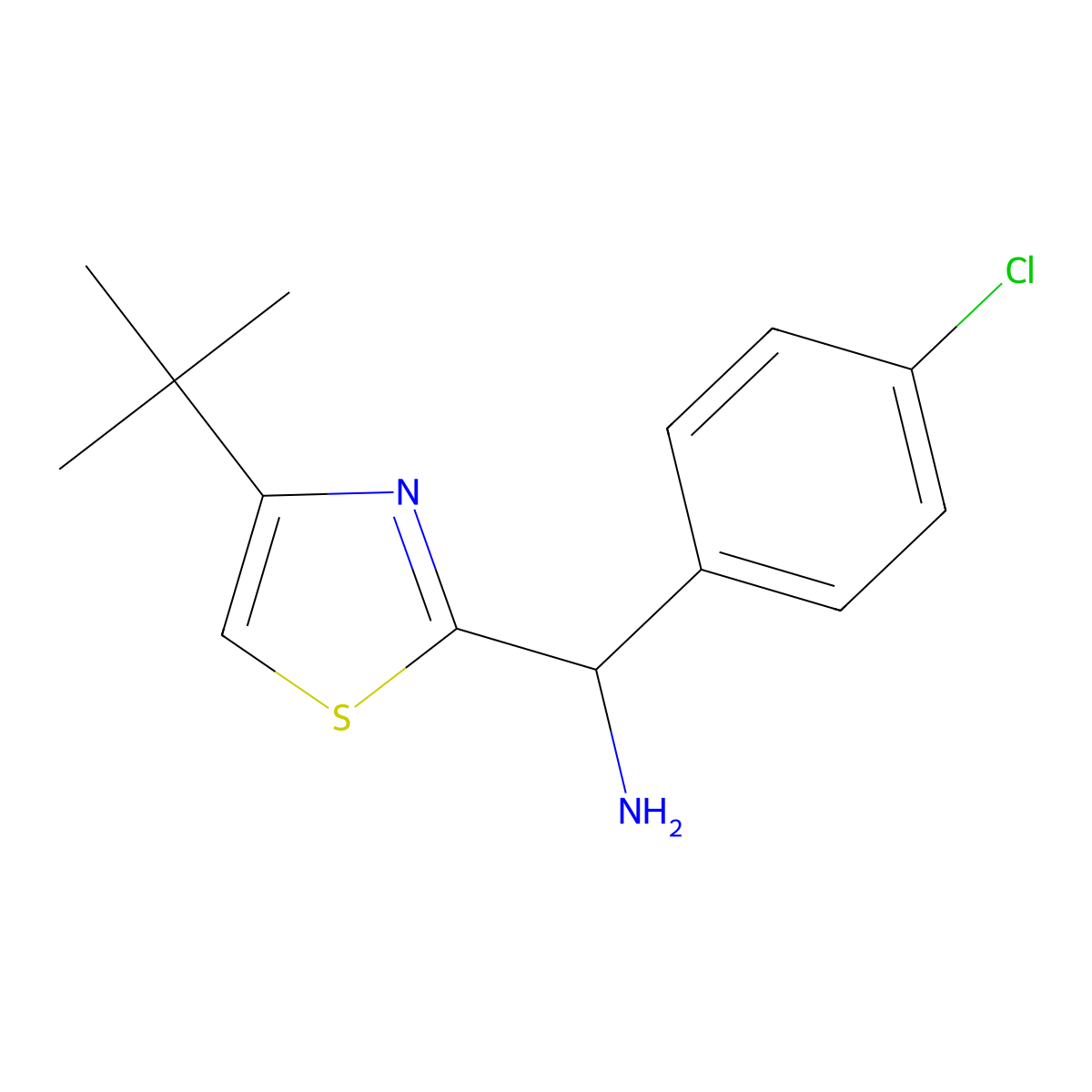 (4-Tert-butyl-1,3-thiazol-2-yl)(4-chlorophenyl)methanamine molecular structure, CAS 1305779-05-8