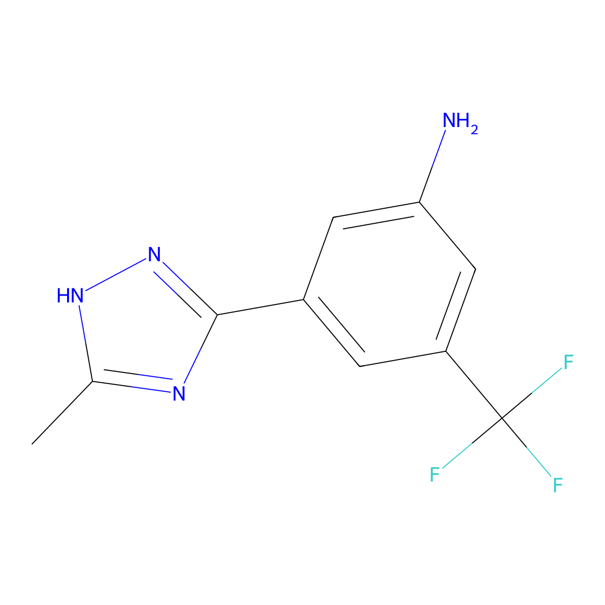 3-(5-methyl-1H-1,2,4-triazol-3-yl)-5-(trifluoromethyl)aniline molecular structure, CAS 1305814-96-3