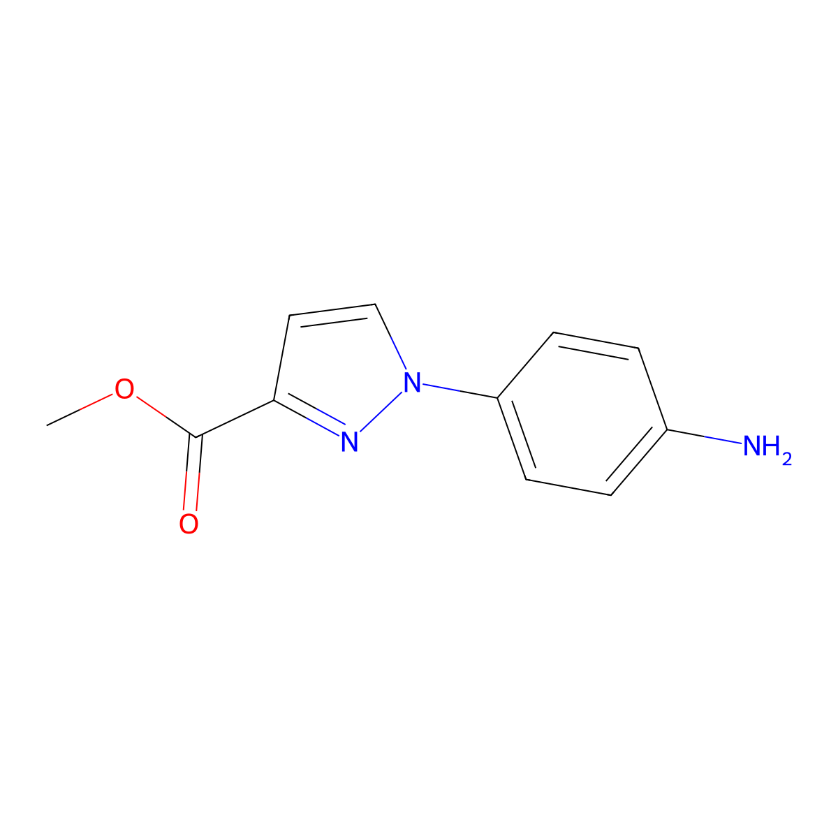 Methyl 1-(4-aminophenyl)-1H-pyrazole-3-carboxylate molecular structure, CAS 1305826-81-6