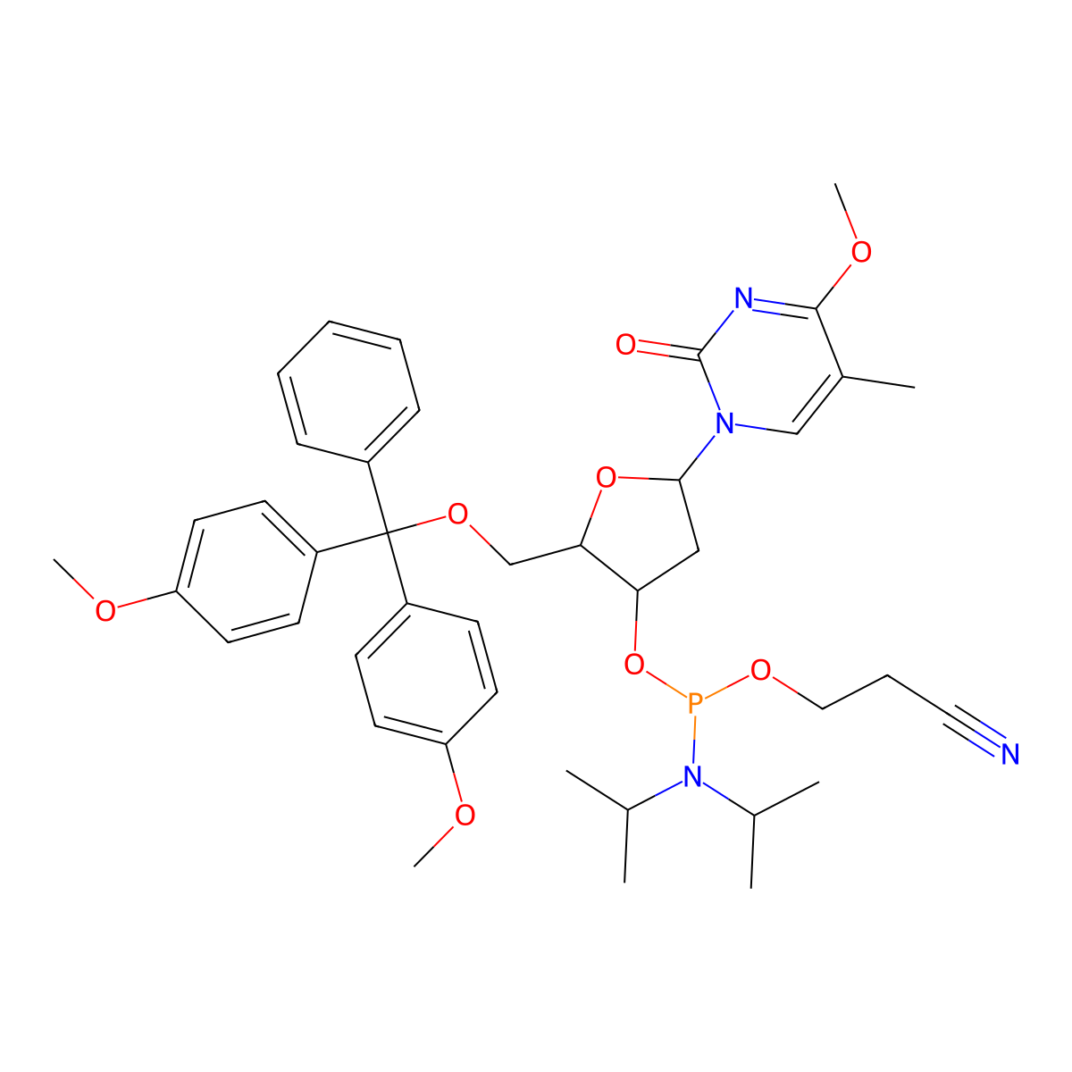 DNA O4-Me-T amidite molecular structure, CAS 130583-06-1