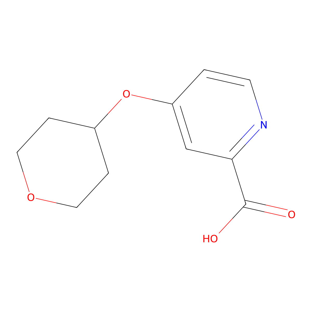 4-(Oxan-4-yloxy)pyridine-2-carboxylic acid molecular structure, CAS 1305860-12-1