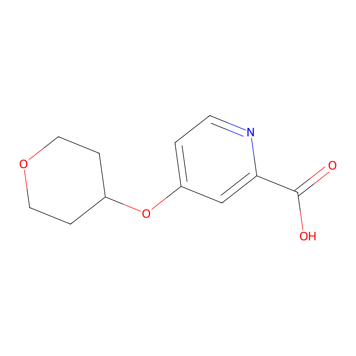 4-(Oxan-4-yloxy)pyridine-2-carboxylic acid molecular structure, CAS 1305860-12-1