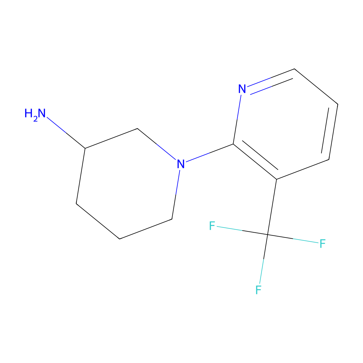 1-[3-(Trifluoromethyl)pyridin-2-yl]piperidin-3-amine molecular structure, CAS 1305860-95-0