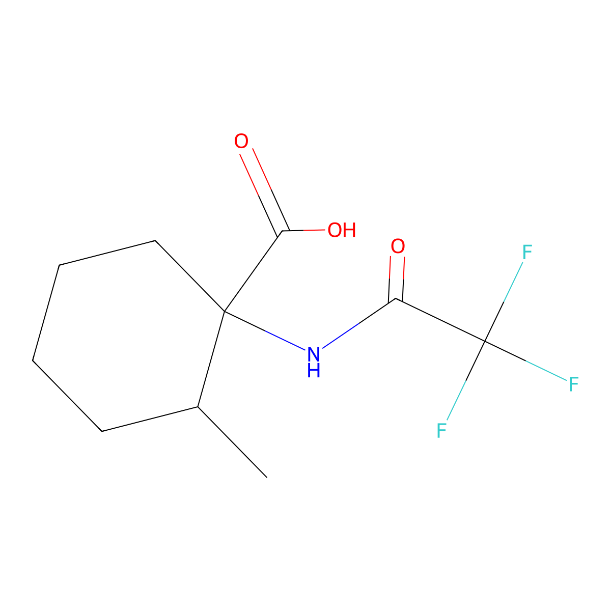 2-Methyl-1-(trifluoroacetamido)cyclohexane-1-carboxylic acid molecular structure, CAS 1305875-39-1