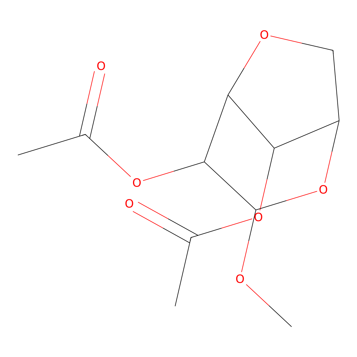 Methyl 2,4-di-O-acetyl-3,6-anhydro-alpha-D-glucopyranoside molecular structure, CAS 13059-08-0