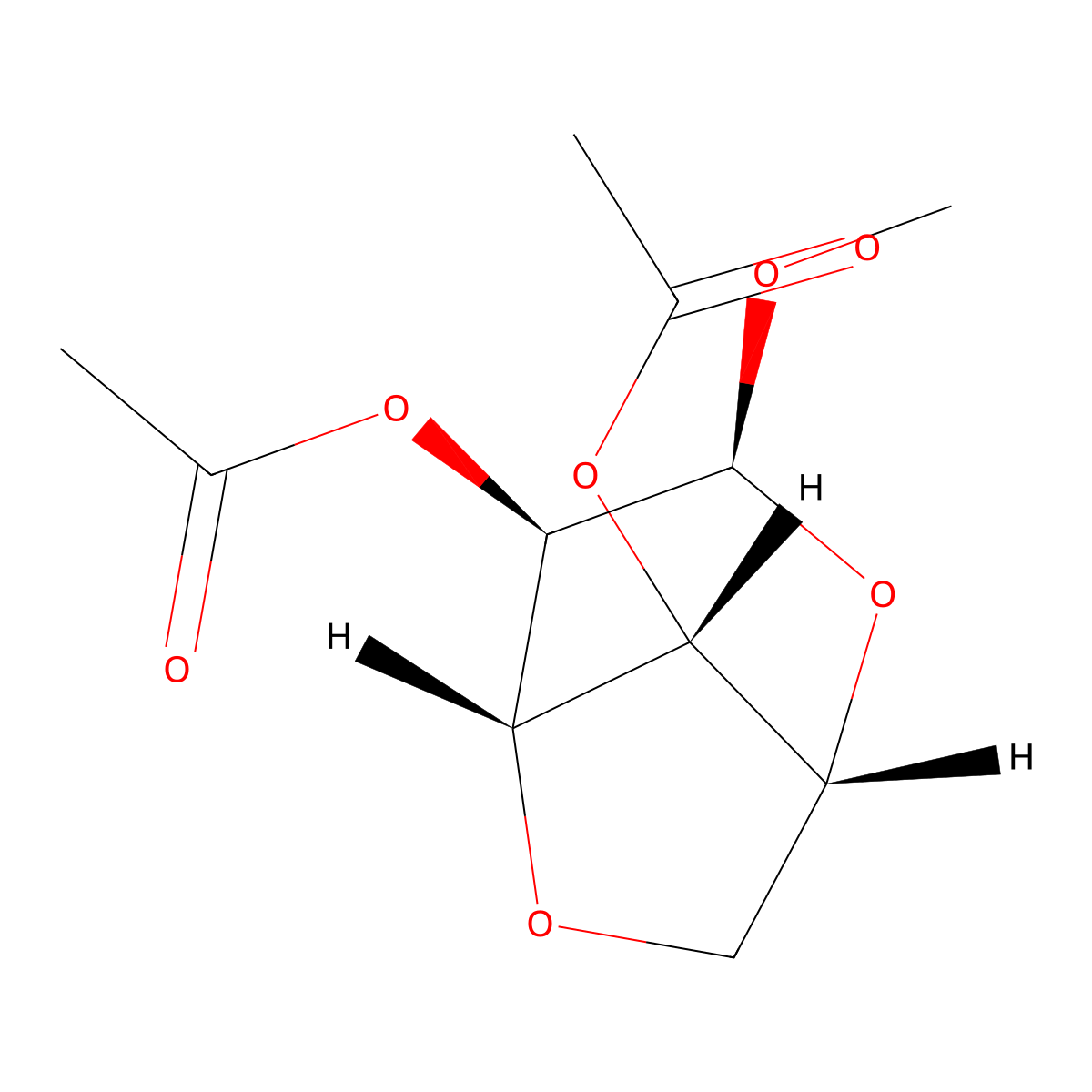 Methyl 2,4-di-O-acetyl-3,6-anhydro-alpha-D-glucopyranoside molecular structure, CAS 13059-08-0
