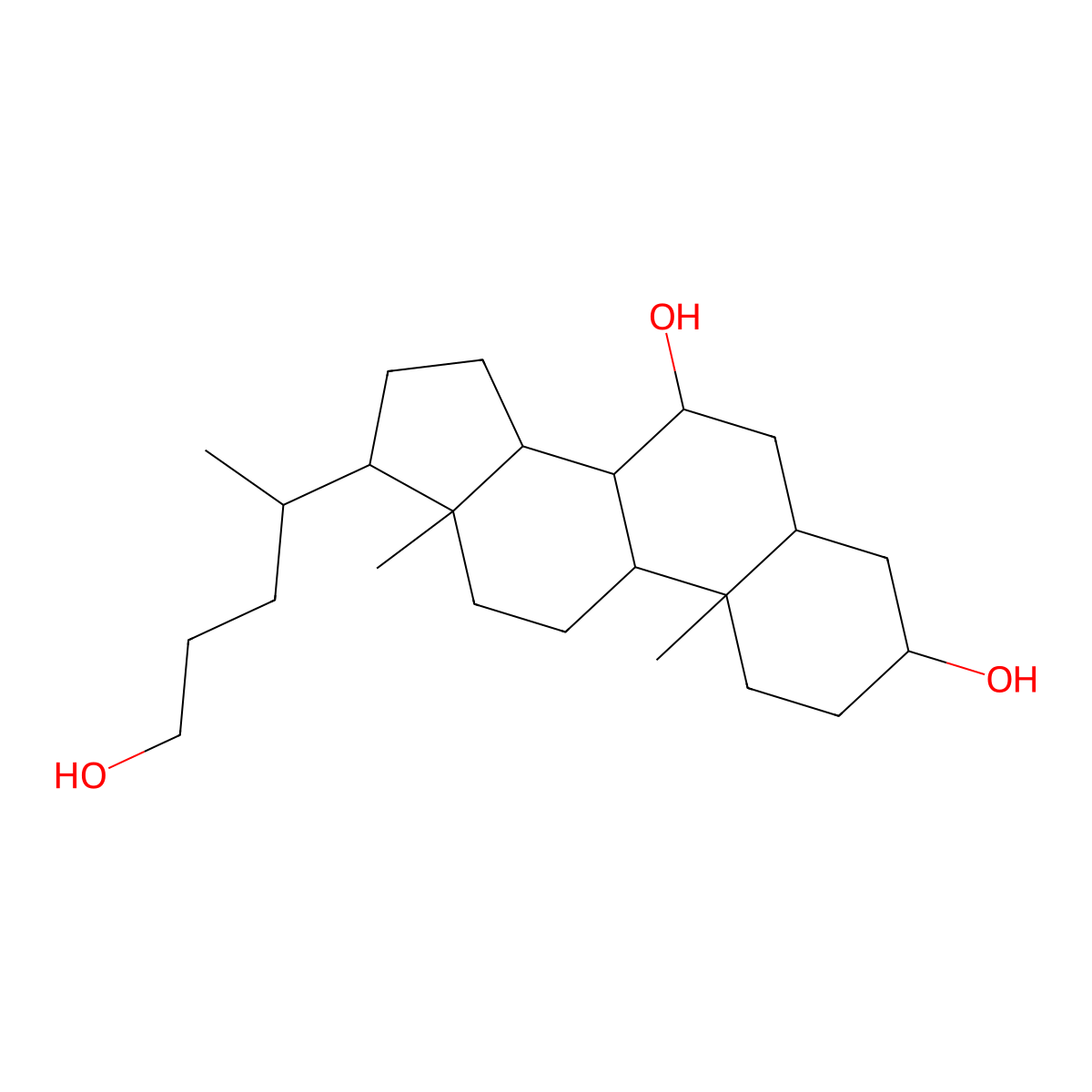 (3alpha,5beta,7beta)-Cholane-3,7,24-triol molecular structure, CAS 130593-75-8