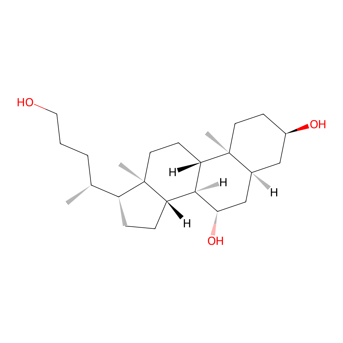 (3alpha,5beta,7beta)-Cholane-3,7,24-triol molecular structure, CAS 130593-75-8