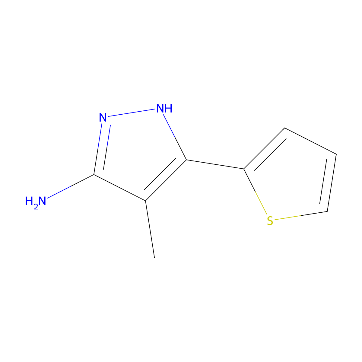 4-Methyl-5-(2-thienyl)-1H-pyrazol-3-amine molecular structure, CAS 130599-39-2