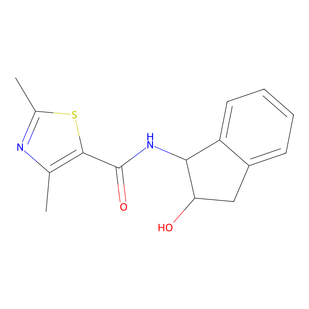 N-(2-hydroxy-2,3-dihydro-1H-inden-1-yl)-2,4-dimethyl-1,3-thiazole-5-carboxamide molecular structure, CAS 1306049-64-8