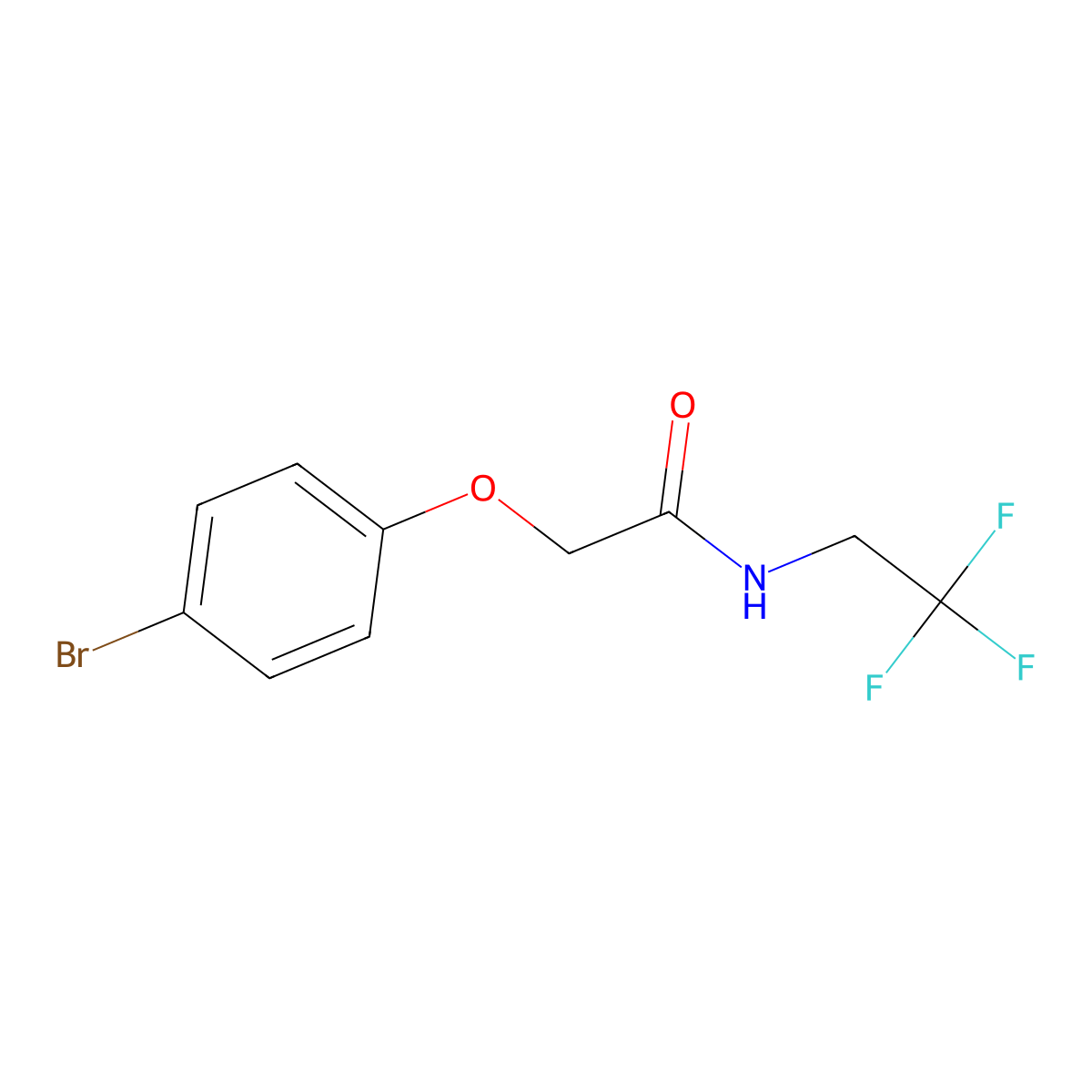 2-(4-bromophenoxy)-N-(2,2,2-trifluoroethyl)acetamide molecular structure, CAS 1306051-38-6