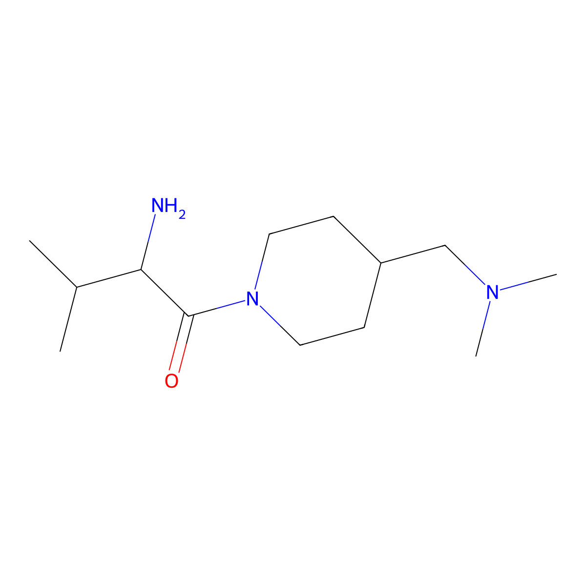 (S)-2-Amino-1-(4-dimethylaminomethyl-piperidin-1-yl)-3-methyl-butan-1-one molecular structure, CAS 1306054-96-5