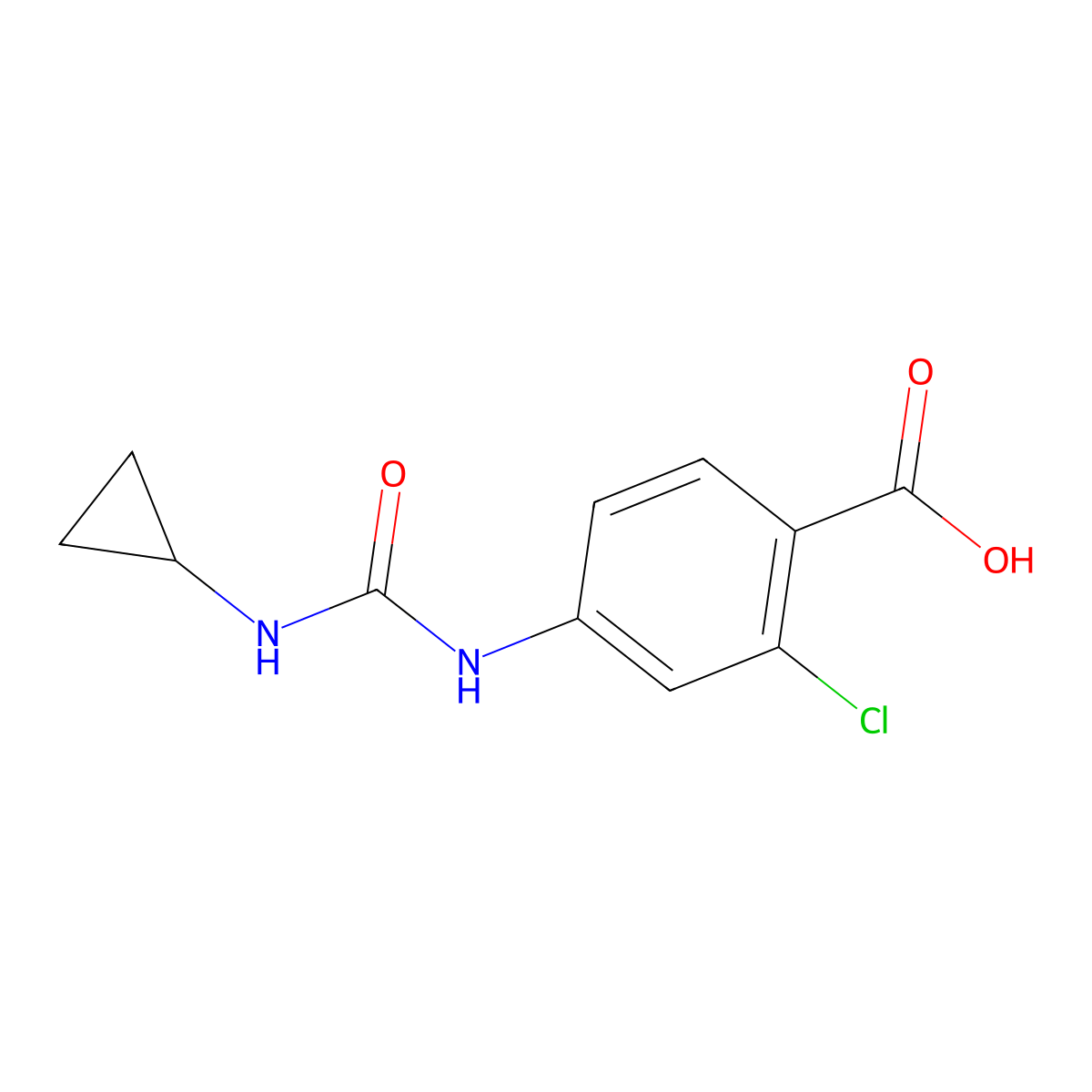 2-Chloro-4-[(cyclopropylcarbamoyl)amino]benzoic acid molecular structure, CAS 1306078-42-1